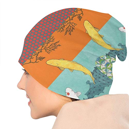 Gorras de Gorro Unisex Koi Cute Painting River Slouchy Invierno Verano Knit Skull Hat Sombrero de esquí Snapback para Mujeres Hombres Negro