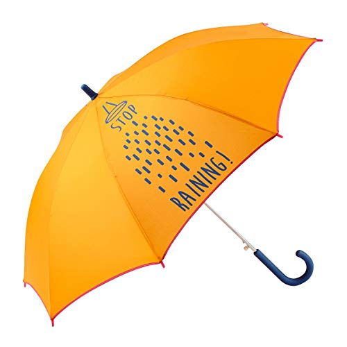 GOTTA Paraguas Infantil niño/niña. Antiviento y automático. Dibujo Lluvia - Stop Raining - Naranja