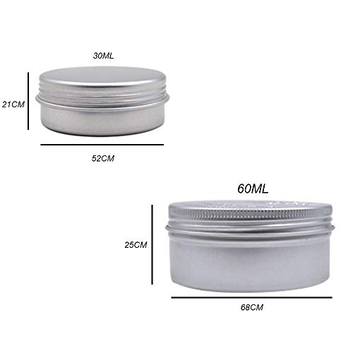 gotyou 20 Piezas Pequeña Caja de Aluminio,Latas de Aluminio Vacías Latas de Metal Mini Latas de Contenedor de Tarros Cosméticos,Ideal para Objetos Pequeños,Especias, Dulces(30ml+60ml)