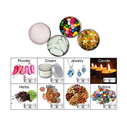 gotyou 20 Piezas Pequeña Caja de Aluminio,Latas de Aluminio Vacías Latas de Metal Mini Latas de Contenedor de Tarros Cosméticos,Ideal para Objetos Pequeños,Especias, Dulces(30ml+60ml)