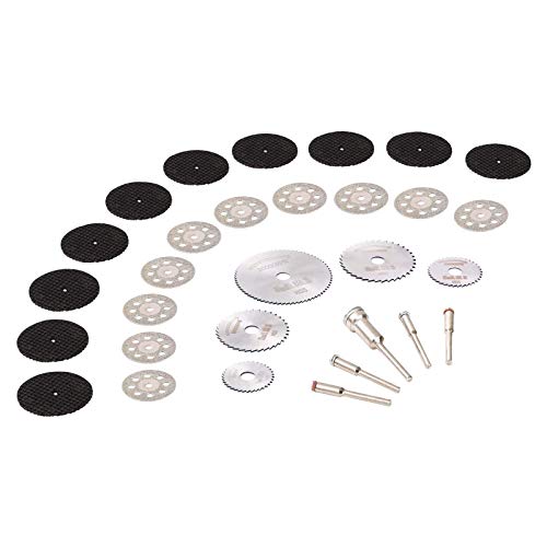 GOXAWEE Mini Disco Corte Diamante & Mini Hoja de Sierra Circular HSS & Mini Disco de Corte de Resina （3mm Mandril）para Cortar Madera Piedra Metal - Paquete de 30 Piezas