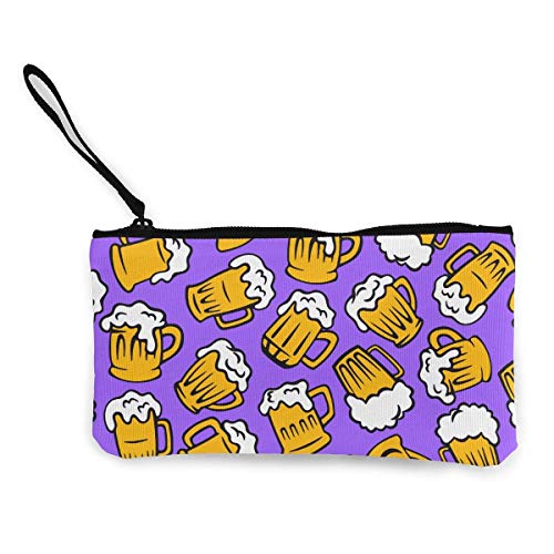 Gpedadf13 Unisex Patrón de Cerveza Mujer Mini Monedero de Lona Monedero Titular de la Tarjeta de Moda Cartera