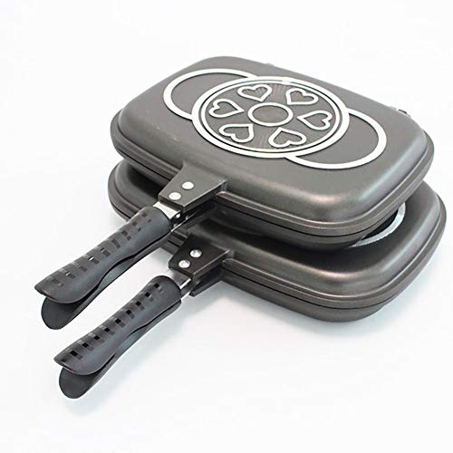 GPFDM Sartén para Parrilla De Barbacoa Portátil De Doble Cara, Sartén Antiadherente para Tortillas Doble Sartén Plegable Sartén Cuadrada Parrilla Gigante Utensilios De Cocina,36cm