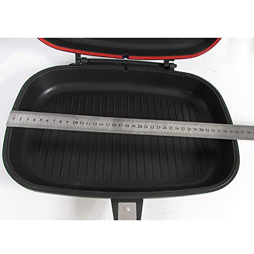 GPFDM Sartén para Parrilla De Barbacoa Portátil De Doble Cara, Sartén Antiadherente para Tortillas Doble Sartén Plegable Sartén Cuadrada Parrilla Gigante Utensilios De Cocina,36cm