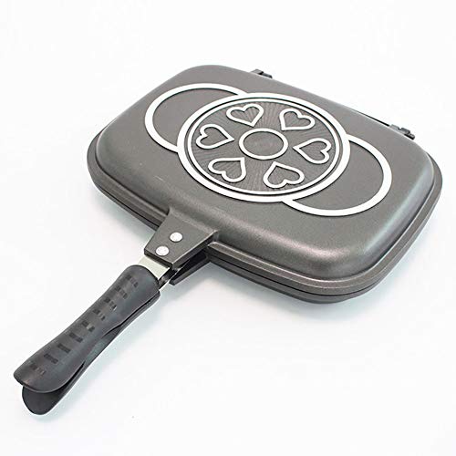 GPFDM Sartén para Parrilla De Barbacoa Portátil De Doble Cara, Sartén Antiadherente para Tortillas Doble Sartén Plegable Sartén Cuadrada Parrilla Gigante Utensilios De Cocina,36cm