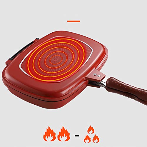 GPFDM Sartén para Parrilla De Barbacoa Portátil De Doble Cara, Sartén para Tortillas Doble Antiadherente Sartén Plegable Sartén Cuadrada Parrilla Gigante Utensilios De Cocina Pollo Cocido