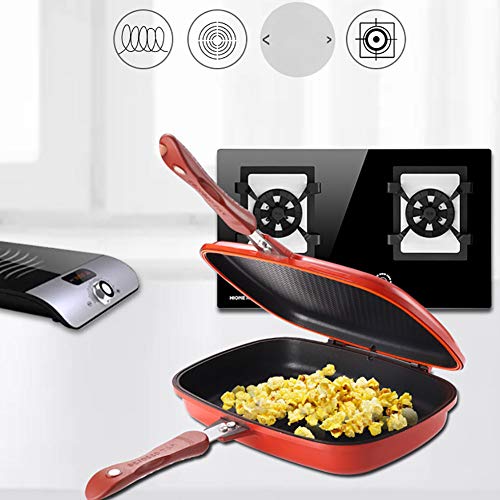 GPFDM Sartén para Parrilla De Barbacoa Portátil De Doble Cara, Sartén para Tortillas Doble Antiadherente Sartén Plegable Sartén Cuadrada Parrilla Gigante Utensilios De Cocina Pollo Cocido
