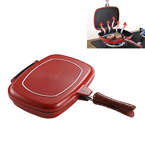 GPFDM Sartén para Parrilla De Barbacoa Portátil De Doble Cara, Sartén para Tortillas Doble Antiadherente Sartén Plegable Sartén Cuadrada Parrilla Gigante Utensilios De Cocina Pollo Cocido