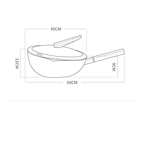GPWDSN Caldera Wok de Aluminio, sartén Antiadherente doméstica Negra de 30 cm, sartén de Aceite bajo, Cocina de inducción, Estufa de Gas Sartén de inducción sartén Profesional