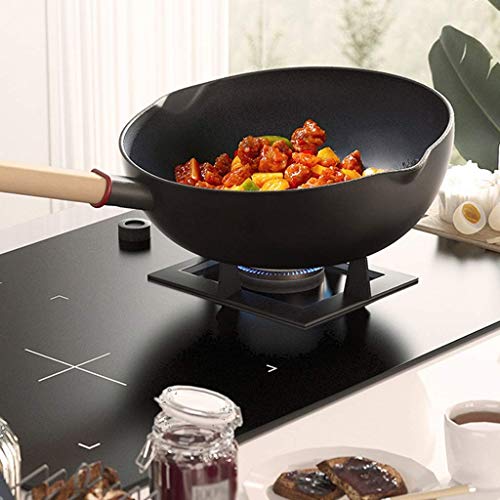 GPWDSN Caldera Wok de Aluminio, sartén Antiadherente doméstica Negra de 30 cm, sartén de Aceite bajo, Cocina de inducción, Estufa de Gas Sartén de inducción sartén Profesional