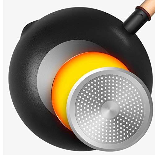 GPWDSN Caldera Wok de Aluminio, sartén Antiadherente doméstica Negra de 30 cm, sartén de Aceite bajo, Cocina de inducción, Estufa de Gas Sartén de inducción sartén Profesional