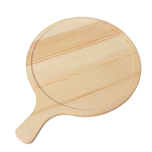 GPWDSN Tabla de Madera para Pizzas, Tabla de charcutería, Tabla de quesos, Bandeja para Servir con asa, Bandeja para Servir rústica Redonda para Aperitivos de charcutería (11 Pulgadas)