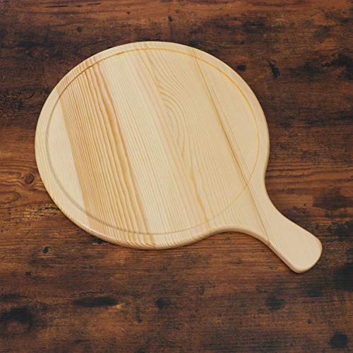 GPWDSN Tabla de Madera para Pizzas, Tabla de charcutería, Tabla de quesos, Bandeja para Servir con asa, Bandeja para Servir rústica Redonda para Aperitivos de charcutería (11 Pulgadas)