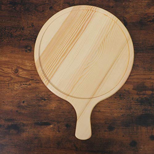 GPWDSN Tabla de Madera para Pizzas, Tabla de charcutería, Tabla de quesos, Bandeja para Servir con asa, Bandeja para Servir rústica Redonda para Aperitivos de charcutería (11 Pulgadas)