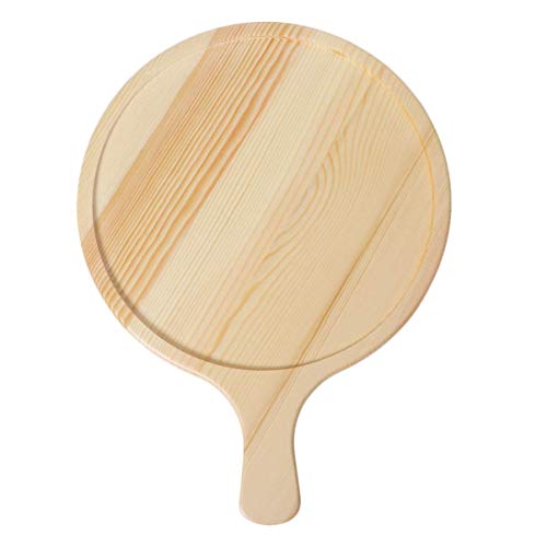 GPWDSN Tabla de Madera para Pizzas, Tabla de charcutería, Tabla de quesos, Bandeja para Servir con asa, Bandeja para Servir rústica Redonda para Aperitivos de charcutería (11 Pulgadas)