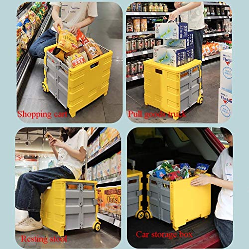 GQQ Carritos de Almacenamiento Carrito de Compras Portátil Multifuncional, Carrito Telescópico Coche de Tracción Plegable Hombre Viejo Artefacto de Compras Caja de Almacenamiento de Automóvil Taburet
