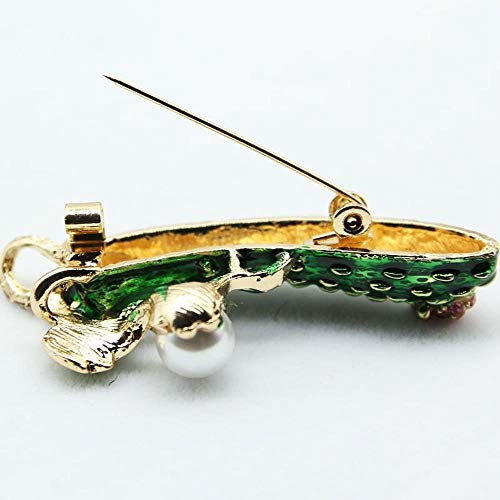 Gquan Broche de los hombres Broches para ropa mujer Aceite de aleación de perlas broche gota de esmalte verde pepino mariquita broche juego accesorio-ramillete