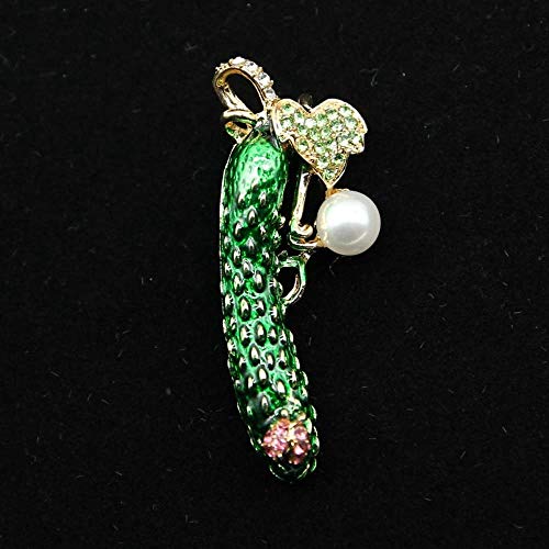 Gquan Broche de los hombres Broches para ropa mujer Aceite de aleación de perlas broche gota de esmalte verde pepino mariquita broche juego accesorio-ramillete