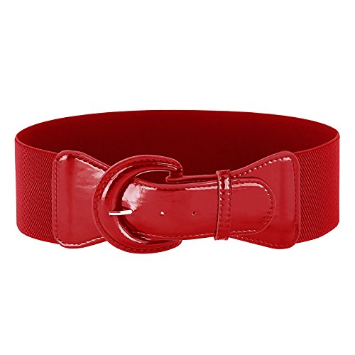 GRACE KARIN Cinturones de Mujer Rojo Elástico Multiocasional Hebilla Metal M