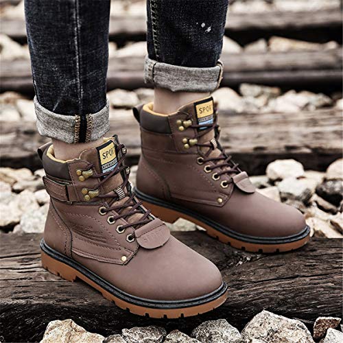 gracosy Hombre Botas de Nieve Invierno Trekking Zapatos 2020 Calientes Sneakers Antideslizante Botines Al Aire Libre Senderismo Cordones Negro,Talla pequeña