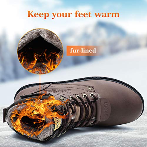 gracosy Hombre Botas de Nieve Invierno Trekking Zapatos 2020 Calientes Sneakers Antideslizante Botines Al Aire Libre Senderismo Cordones Negro,Talla pequeña