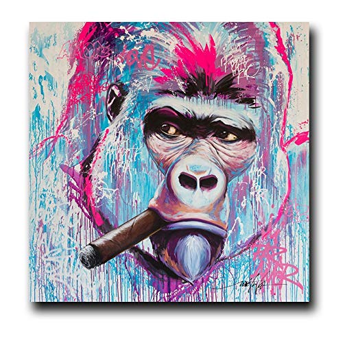 Graffiti Street Art Abstracto Colorido Fumar orangután Lienzo Pintura Cartel Impresiones Cuadros Banksy Pop Arte de la pared Imagen Sala de estar Dormitorio Decoración para el hogar