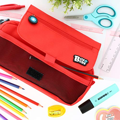 Grafoplás 37543252 Bits & Bobs, Estuche Escolar Tres Compartimentos con Solapa, 23 x 10 x 10 cm , Naranja