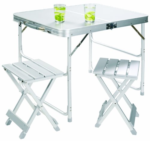 Gran Canyon juego de mesa maleta incl.4 taburetes, plegable, aluminio, plateado, 308007