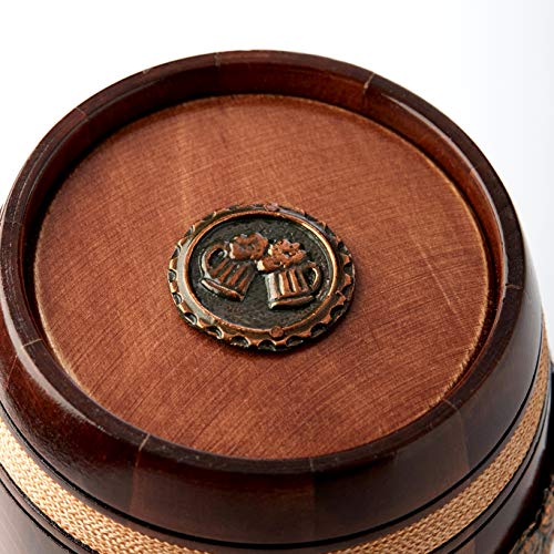 Gran Jarra de Cerveza de Madera – Roble – Confección Artesana con Materiales de Calidad – Revestida con Metal – Resistente – Duradera