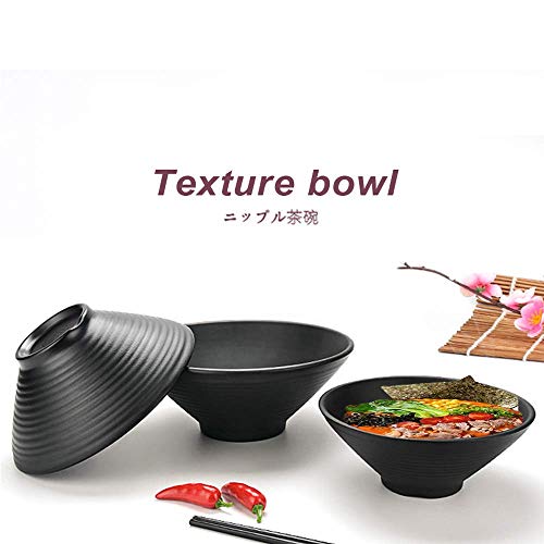 Gran Ramen Japanese Noodle Soup Bowl cuencos japoneses ramen 2 Sets (6 piezas) 42 Oz melamina vajilla de plástico duro sopa de fideos Bowl por Coincidencia con palillos y cucharas Tazón Grande for los