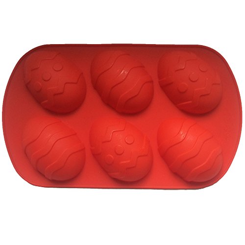 Grande 3D Moldes para Chocolate Silicona 6 Unidades Huevos de Pascua 32x19x3cm Cada uno Dimensiones 10x7cm