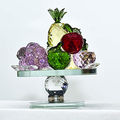 Grande Cristal Frutas Figura Peso De Papel con Base De Cristal Y Tipos De Fruta para La Decoración del Hogar Comedor-Vistoso 9x18cm(4x7inch)