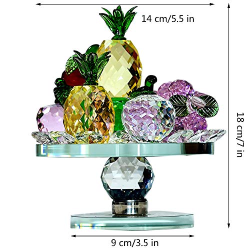 Grande Cristal Frutas Figura Peso De Papel con Base De Cristal Y Tipos De Fruta para La Decoración del Hogar Comedor-Vistoso 9x18cm(4x7inch)