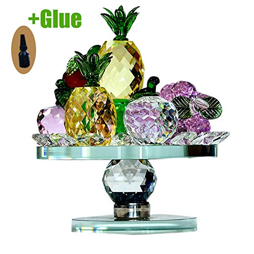 Grande Cristal Frutas Figura Peso De Papel con Base De Cristal Y Tipos De Fruta para La Decoración del Hogar Comedor-Vistoso 9x18cm(4x7inch)