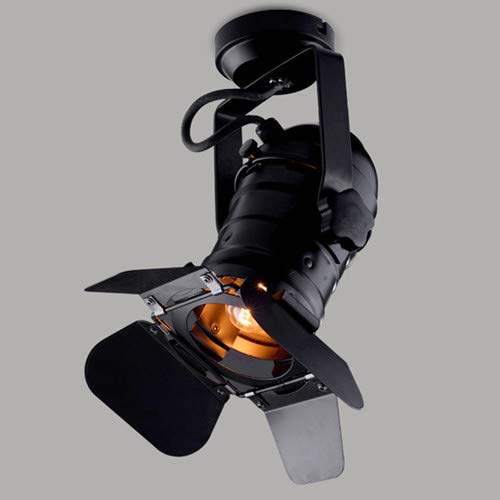 Grande L31 * W17 * H35cm Focos LED de Techo Vintage Loft Lámpara de Techo Industrial con base E27 LED Spot Marco Ajustable Luz de pared Moderno Iluminación para Dormitorio Cafe Shop Bar Salón, Negra