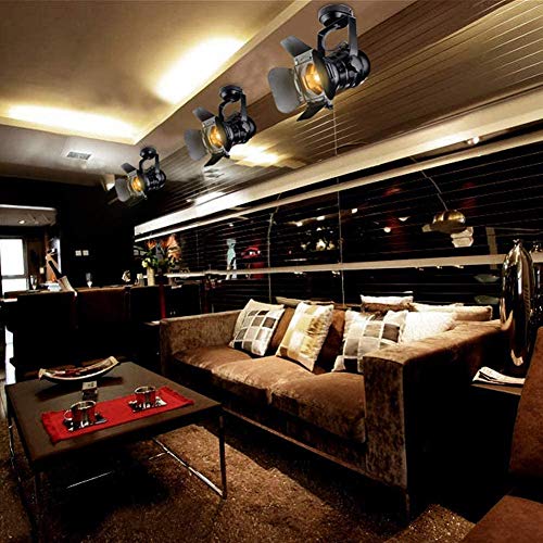 Grande L31 * W17 * H35cm Focos LED de Techo Vintage Loft Lámpara de Techo Industrial con base E27 LED Spot Marco Ajustable Luz de pared Moderno Iluminación para Dormitorio Cafe Shop Bar Salón, Negra