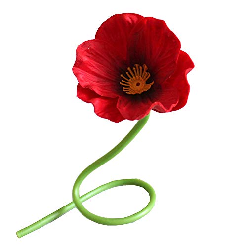 Grandlin - 10 flores artificiales rojas de amapola, flores artificiales para ramo de boda, arreglos para el hogar, sala de estar, mesa de comedor, mesa de centro de poliuretano de 31,7 cm