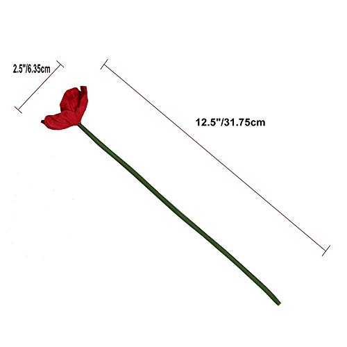 Grandlin - 10 flores artificiales rojas de amapola, flores artificiales para ramo de boda, arreglos para el hogar, sala de estar, mesa de comedor, mesa de centro de poliuretano de 31,7 cm
