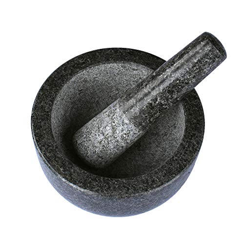Grandma Shark Mortar & Pestle Sets Piedra de granito sólida premium Gris grande - 16 cm de diámetro