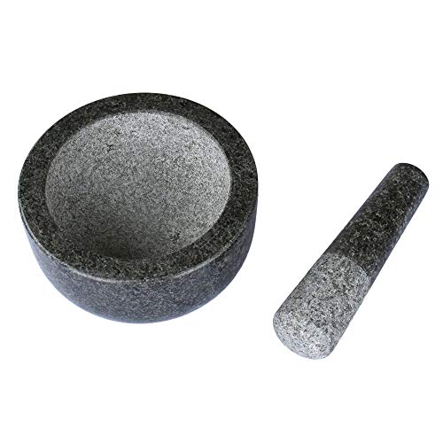Grandma Shark Mortar & Pestle Sets Piedra de granito sólida premium Gris grande - 16 cm de diámetro