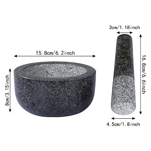 Grandma Shark Mortar & Pestle Sets Piedra de granito sólida premium Gris grande - 16 cm de diámetro