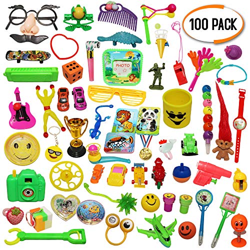 Granel 100 Juguetes Para Relleno Piñatas y Bolsas Regalo Fiestas Cumpleaños Infantiles Colegio - Incluye Caja - Premios Recompensas Regalos Juguete Party Favour Fiesta Infantil Pinata Niños