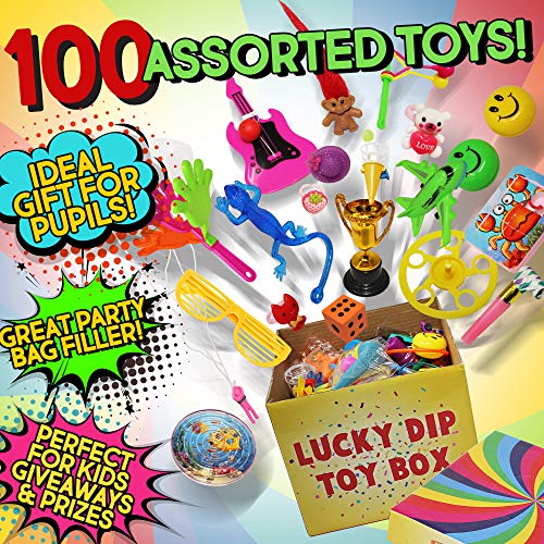 Granel 100 Juguetes Para Relleno Piñatas y Bolsas Regalo Fiestas Cumpleaños Infantiles Colegio - Incluye Caja - Premios Recompensas Regalos Juguete Party Favour Fiesta Infantil Pinata Niños