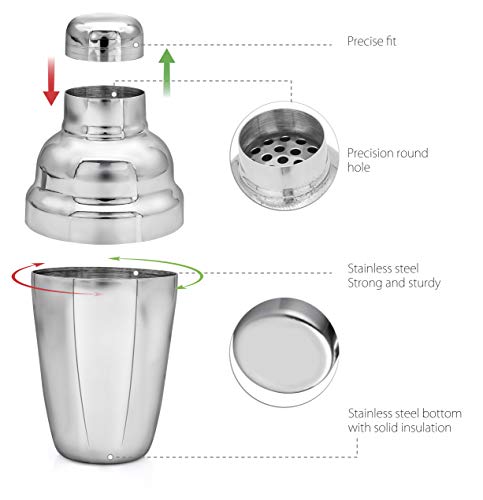 Granny's Kitchen Coctelera en Acero Inoxidable - Cocktail Shaker Profesional de Barman - Mezclador Tres Piezas para Preparar Cócteles Batidos - 550 ml
