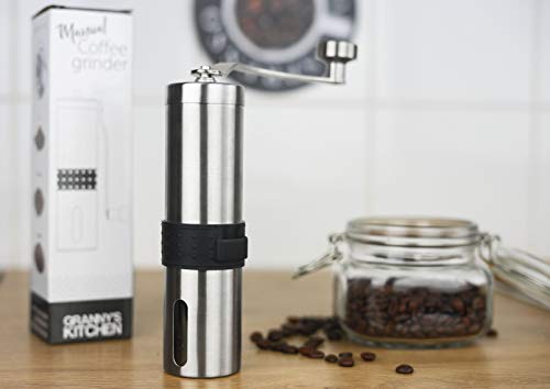 Granny's Kitchen Molinillo de Café Manual en Acero Inoxidable con Muelas de Cerámica (a Regolación Continua) - Coffee Grinder a Mano