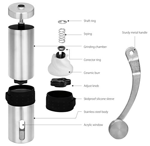 Granny's Kitchen Molinillo de Café Manual en Acero Inoxidable con Muelas de Cerámica (a Regolación Continua) - Coffee Grinder a Mano