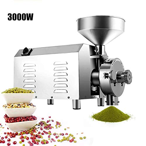Granos Molinillos Molinos industriales semillas y especias secas molidas en polvo Máquinas de acero inoxidable de Seguridad Alimentaria de la hierba Pulverizar motorizado cereales de grano,3000w