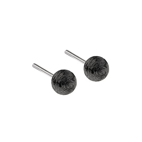 Grave Diseño Pendientes de bola de acero inoxidable negro pulido E407 5 mm de diámetro