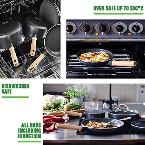 GreenChef - Cacerola antiadherente de cerámica para inducción, horno y lavavajillas, 20 cm, color gris