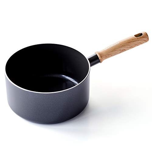 GreenChef - Cacerola antiadherente de cerámica para inducción, horno y lavavajillas, 20 cm, color gris